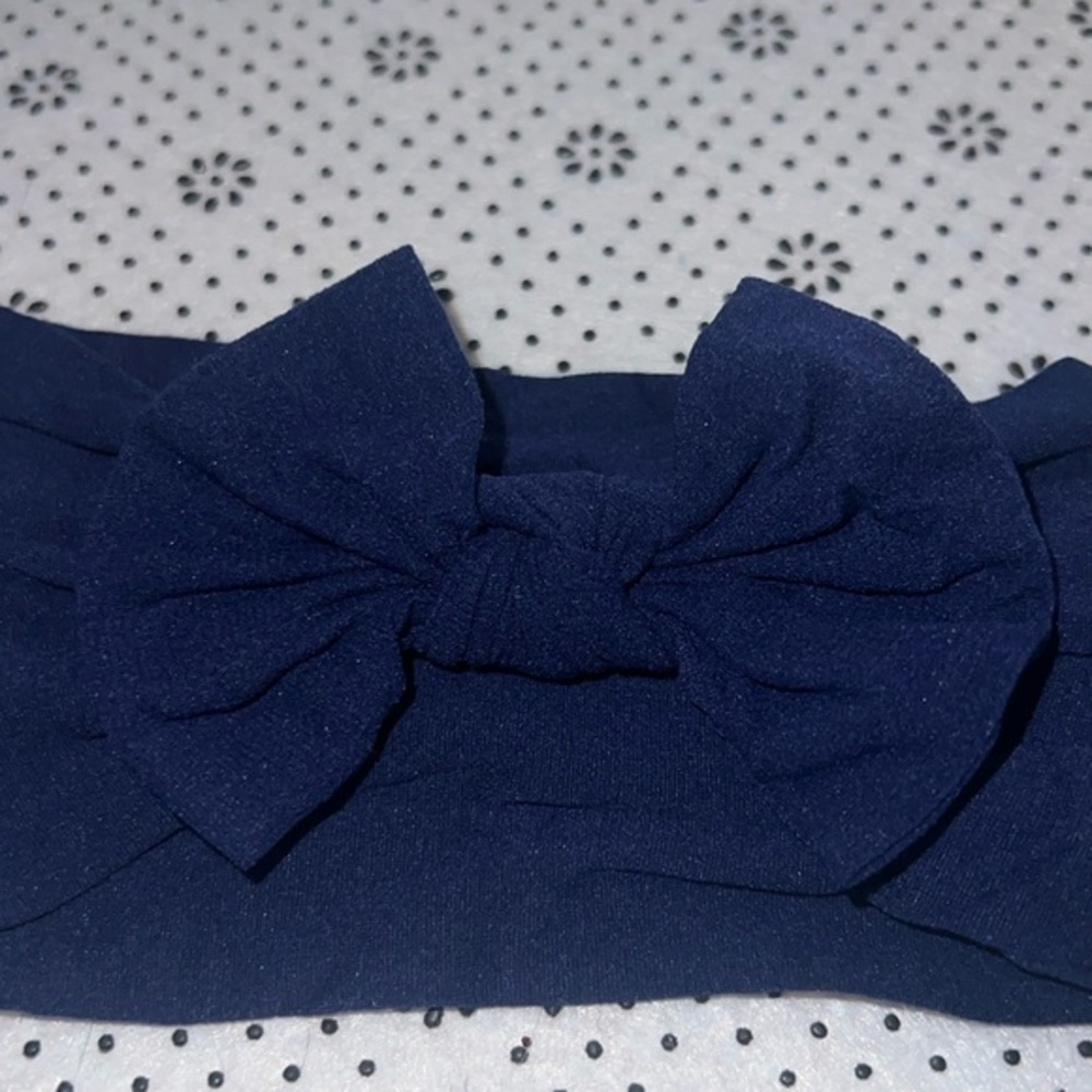 🛍 NEW PRETTY Little GIRLS NAVY BLUE BOW SIZE 0-24 MONTHS